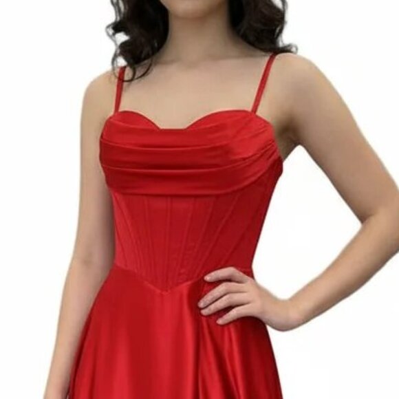 New A-Line Sleeveless Bridesmaid Solid Dress w/ Pleated Sweetheart Neck TL3049L - Picture 8 of 9